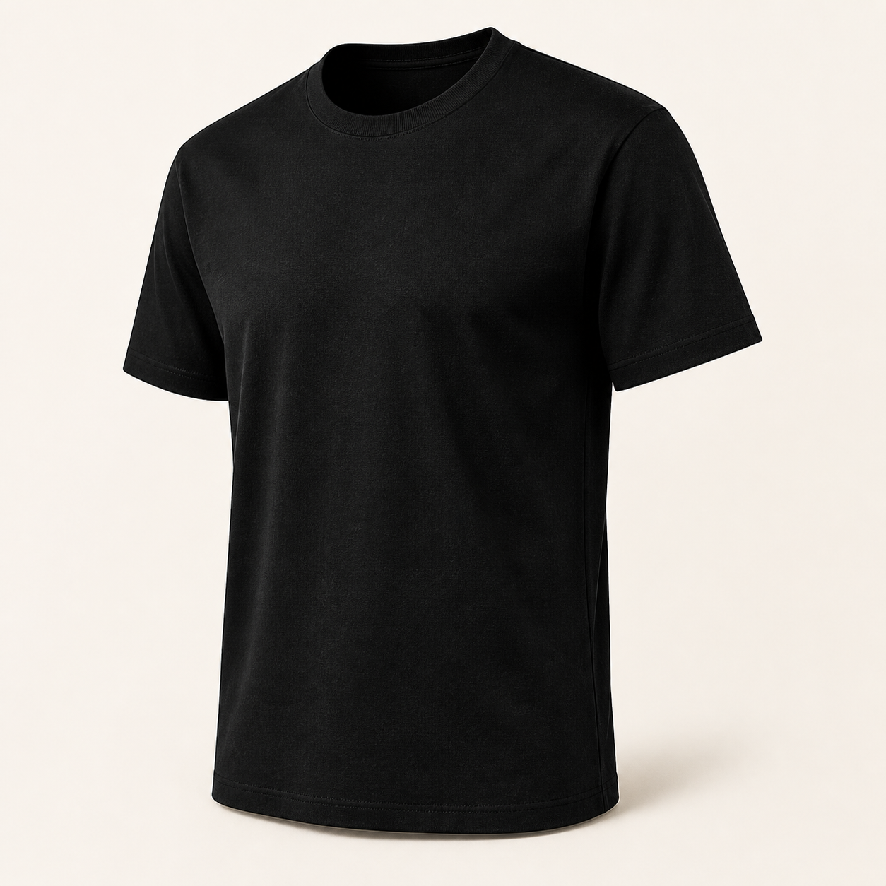 Classic black cotton T-shirt representing the Fashion collection